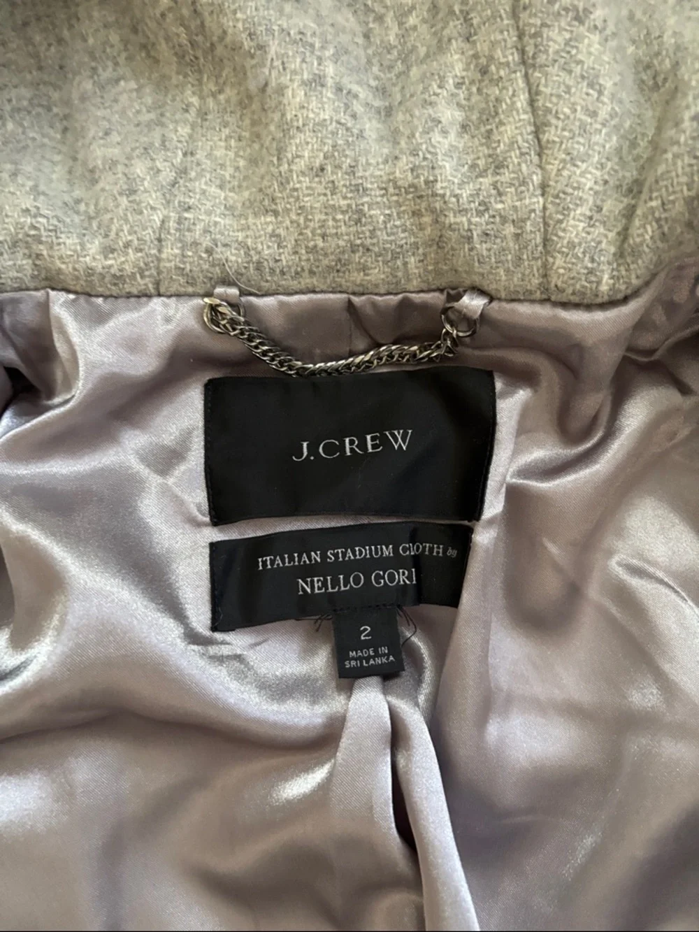 J. Crew Light Gray Hooded Wool-Blend Pea Coat with Faux-Fur Trim - Picture 3 of 6